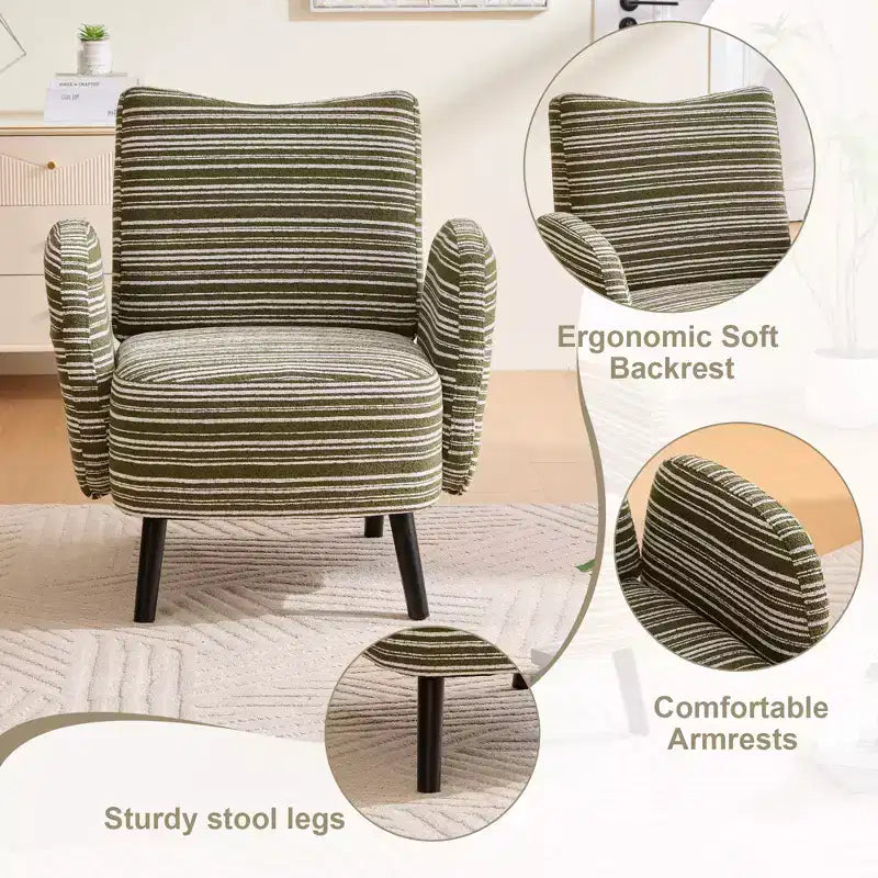 Poltrona moderna GDFStudio Pira imbottita in boucle con tasca portaoggetti laterale