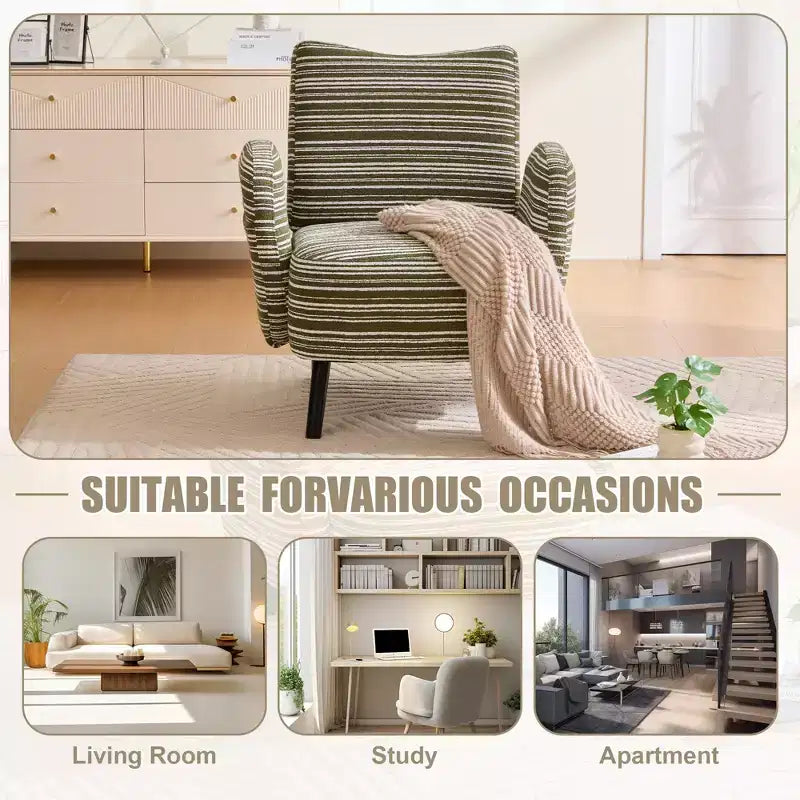 Poltrona moderna GDFStudio Pira imbottita in boucle con tasca portaoggetti laterale