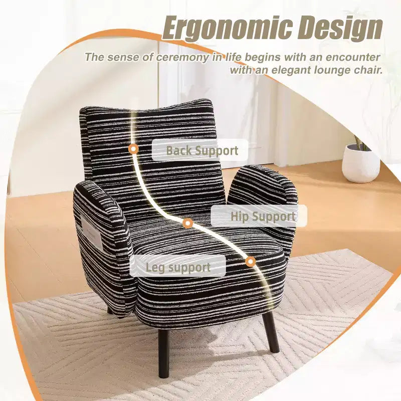 Poltrona moderna GDFStudio Pira imbottita in boucle con tasca portaoggetti laterale