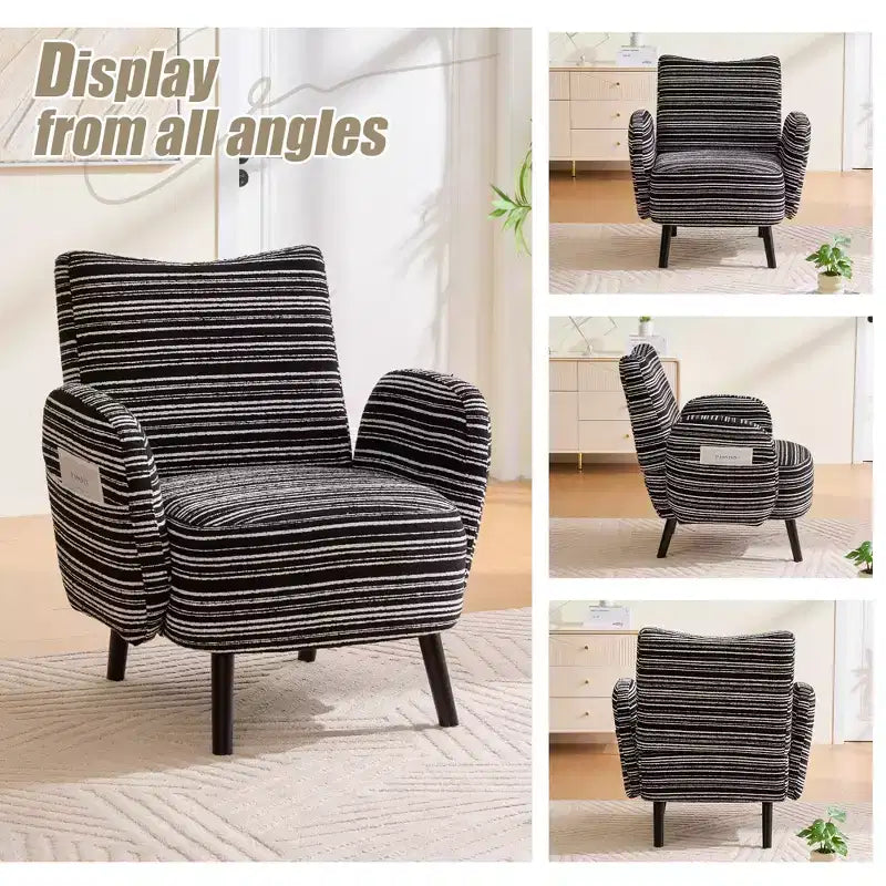 Poltrona moderna GDFStudio Pira imbottita in boucle con tasca portaoggetti laterale