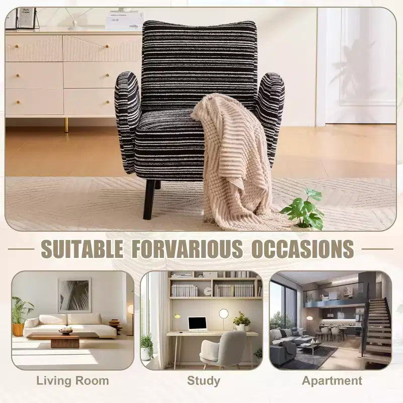 Poltrona moderna GDFStudio Pira imbottita in boucle con tasca portaoggetti laterale