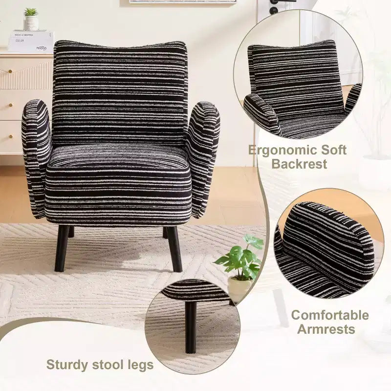 Poltrona moderna GDFStudio Pira imbottita in boucle con tasca portaoggetti laterale