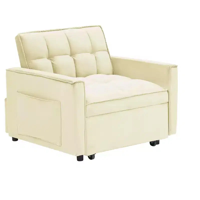 MAYEERTY Divano Letto Futon Pieghevole - Schienale Regolabile con Ruote e Cinghia, Design Compatto Versatile per Piccoli Spazi Bianco