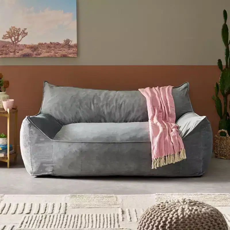 Poltrona Sacco Oversize Okak Chenille, Poltrona Pigra Grande con Braccioli, Comoda Poltrona Lounge per Soggiorno, Camera da Leto