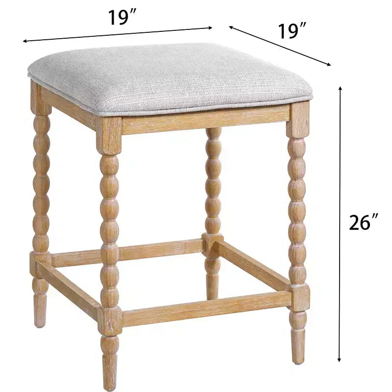 Okak Set di 2 Sgabelli da Bancone Imbottiti in Legno di Acacia per Sale da Pranzo, Sgabelli Accent per Isola della Cucina con Seduta Imbottita in Schiuma