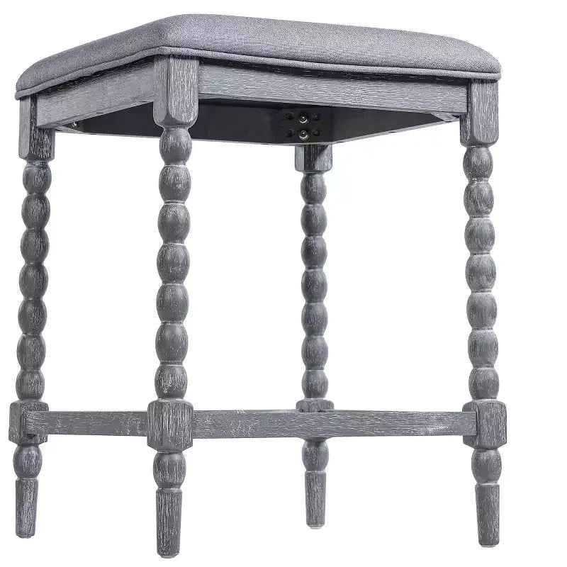 Okak Set di 2 Sgabelli da Bancone Imbottiti in Legno di Acacia per Sale da Pranzo, Sgabelli Accent per Isola della Cucina con Seduta Imbottita in Schiuma