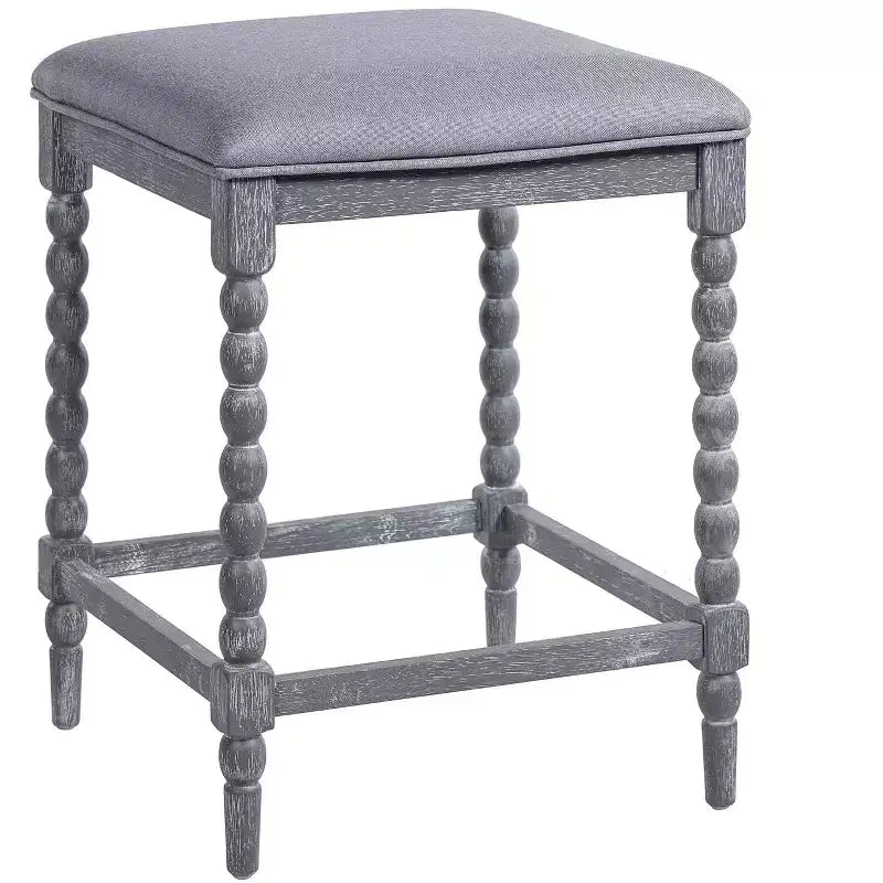 Okak Set di 2 Sgabelli da Bancone Imbottiti in Legno di Acacia per Sale da Pranzo, Sgabelli Accent per Isola della Cucina con Seduta Imbottita in Schiuma