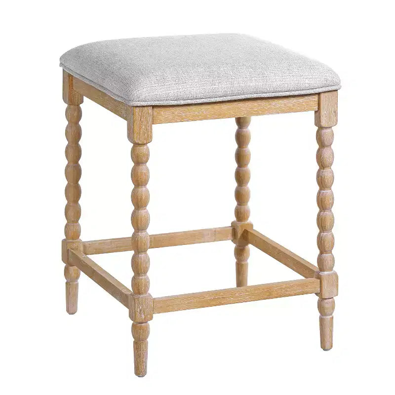 Okak Set di 2 Sgabelli da Bancone Imbottiti in Legno di Acacia per Sale da Pranzo, Sgabelli Accent per Isola della Cucina con Seduta Imbottita in Schiuma