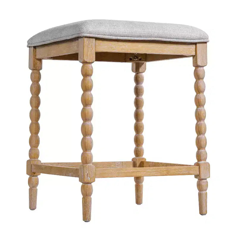 Okak Set di 2 Sgabelli da Bancone Imbottiti in Legno di Acacia per Sale da Pranzo, Sgabelli Accent per Isola della Cucina con Seduta Imbottita in Schiuma