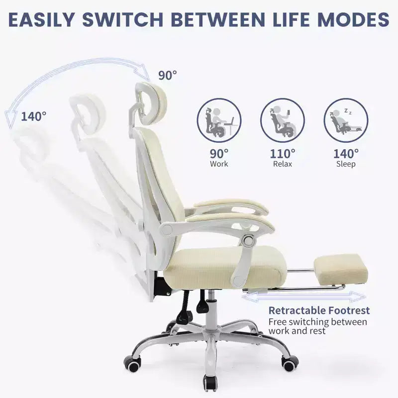 Sedia da Ufficio Ergonomica Acekool con Ruote, Sedia da Scrivania con Schienale Alto in Rete, Sedia Girevole Regolabile in Altezza per Lavoro o Gioco