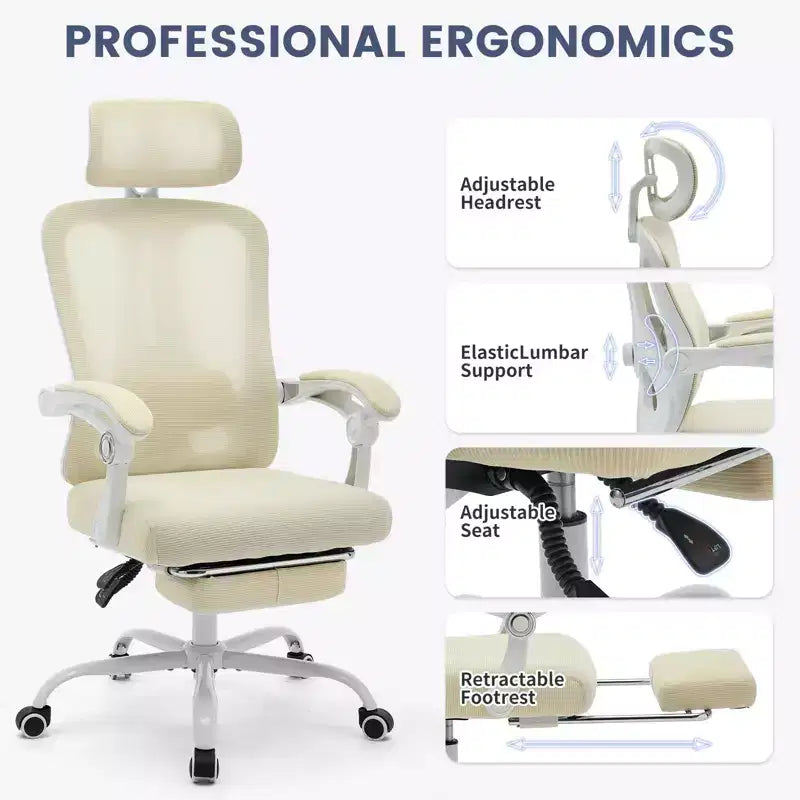 Sedia da Ufficio Ergonomica Acekool con Ruote, Sedia da Scrivania con Schienale Alto in Rete, Sedia Girevole Regolabile in Altezza per Lavoro o Gioco