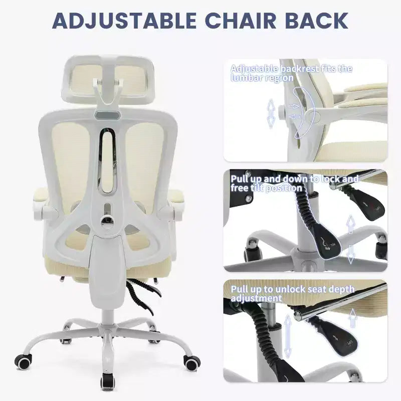 Sedia da Ufficio Ergonomica Acekool con Ruote, Sedia da Scrivania con Schienale Alto in Rete, Sedia Girevole Regolabile in Altezza per Lavoro o Gioco