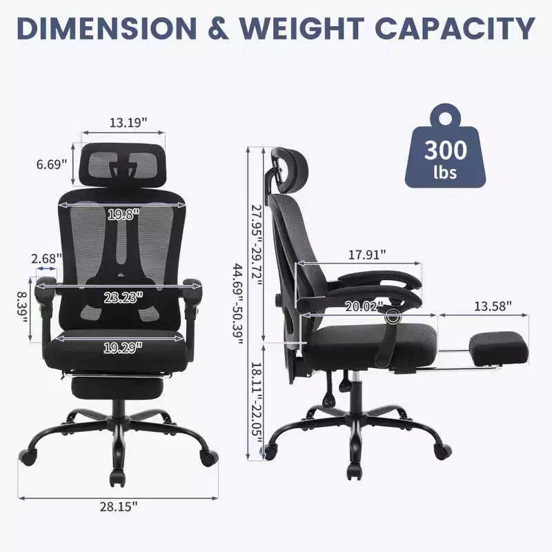 Sedia da Ufficio Ergonomica Acekool con Ruote, Sedia da Scrivania con Schienale Alto in Rete, Sedia Girevole Regolabile in Altezza per Lavoro o Gioco