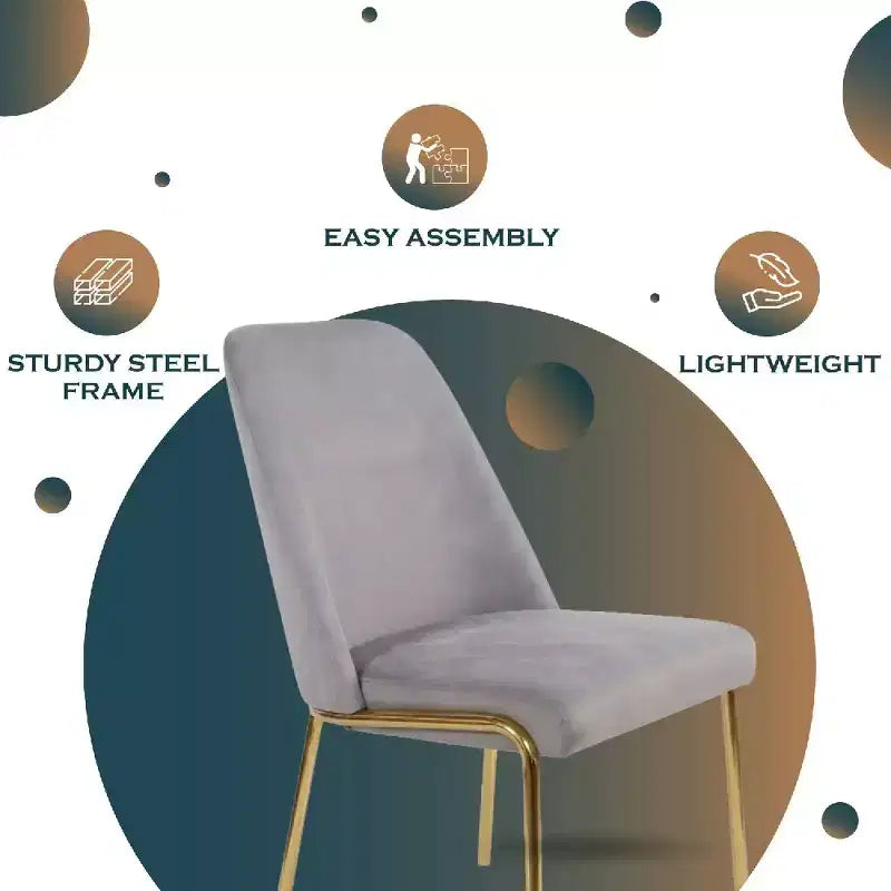 Sedia da pranzo LeisureMod Lumen, sedia da cucina moderna imbottita con gambe in acciaio color oro, sedia ergonomica per accento