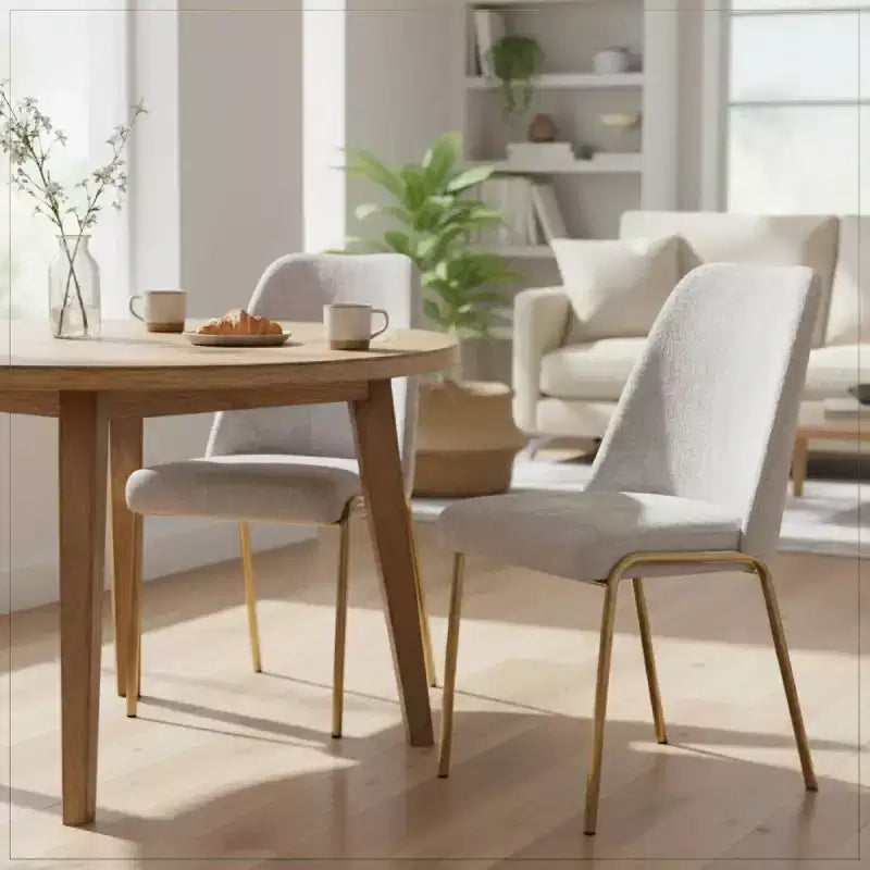 Sedia da pranzo LeisureMod Lumen, sedia da cucina moderna imbottita con gambe in acciaio color oro, sedia ergonomica per accento