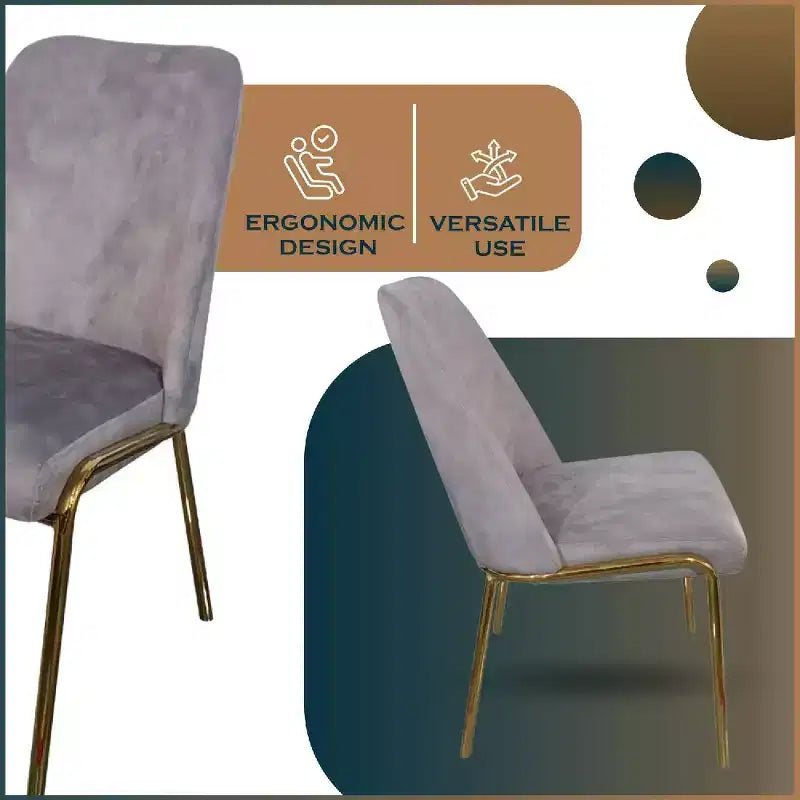 Sedia da pranzo LeisureMod Lumen, sedia da cucina moderna imbottita con gambe in acciaio color oro, sedia ergonomica per accento