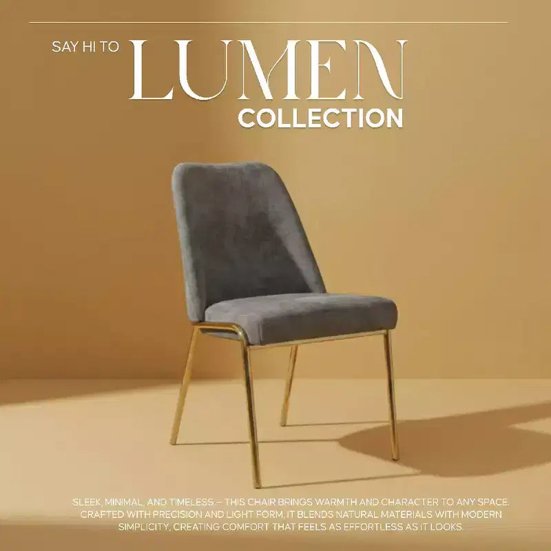 Sedia da pranzo LeisureMod Lumen, sedia da cucina moderna imbottita con gambe in acciaio color oro, sedia ergonomica per accento