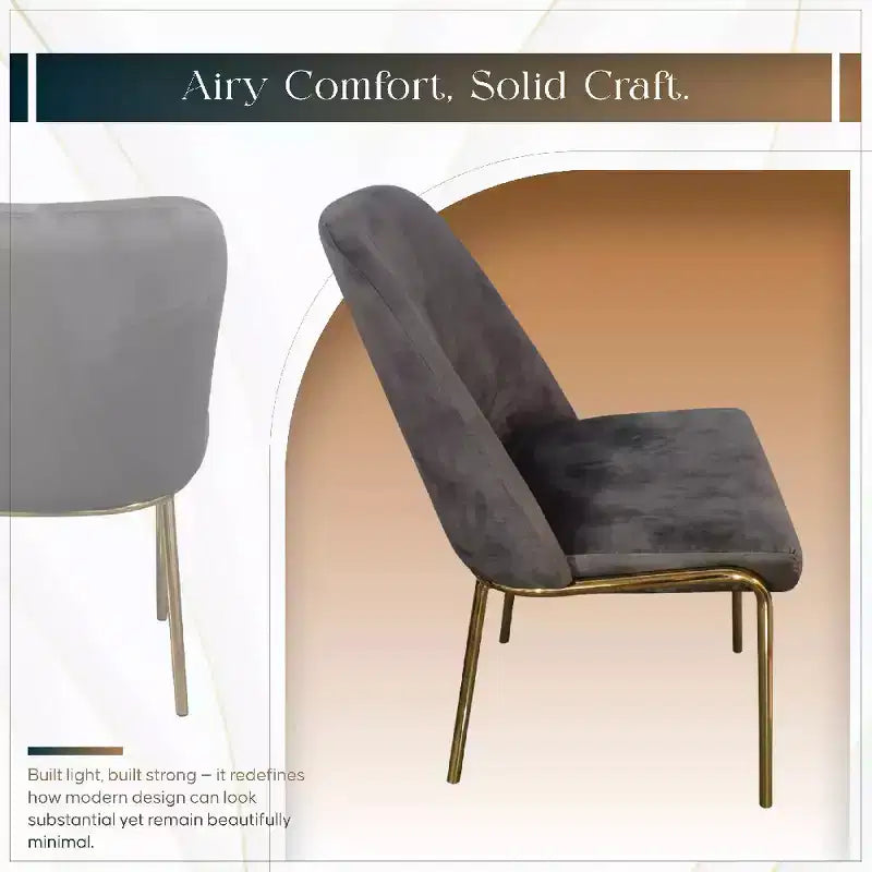Sedia da pranzo LeisureMod Lumen, sedia da cucina moderna imbottita con gambe in acciaio color oro, sedia ergonomica per accento