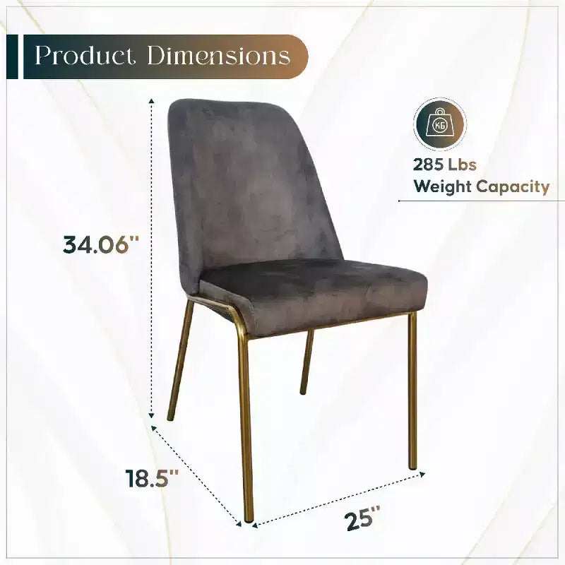 Sedia da pranzo LeisureMod Lumen, sedia da cucina moderna imbottita con gambe in acciaio color oro, sedia ergonomica per accento