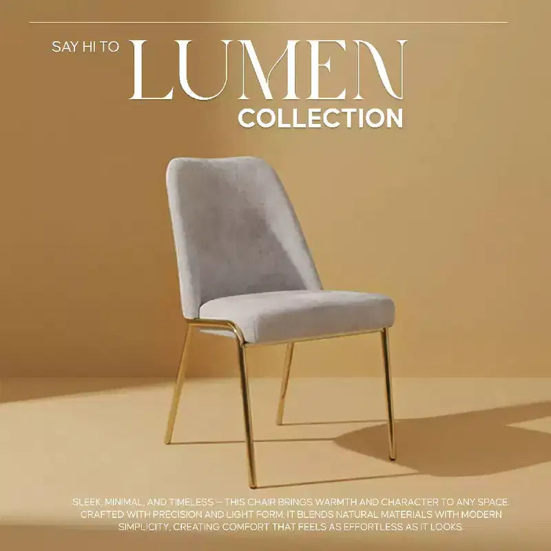 Sedia da pranzo LeisureMod Lumen, sedia da cucina moderna imbottita con gambe in acciaio color oro, sedia ergonomica per accento