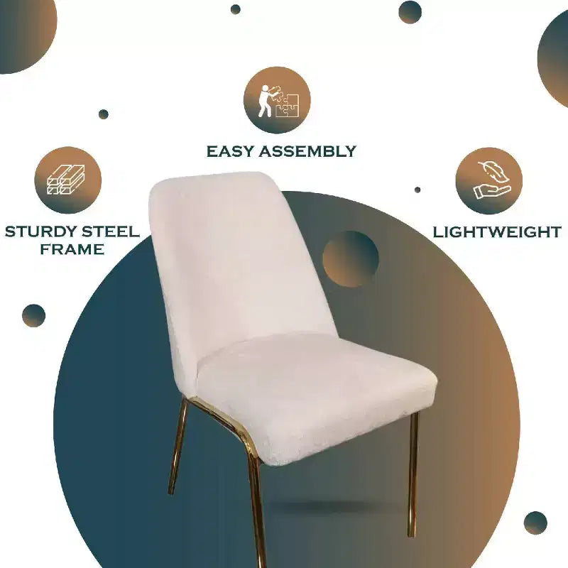 Sedia da pranzo LeisureMod Lumen, sedia da cucina moderna imbottita con gambe in acciaio color oro, sedia ergonomica per accento