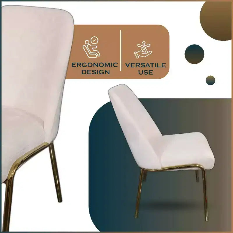 Sedia da pranzo LeisureMod Lumen, sedia da cucina moderna imbottita con gambe in acciaio color oro, sedia ergonomica per accento