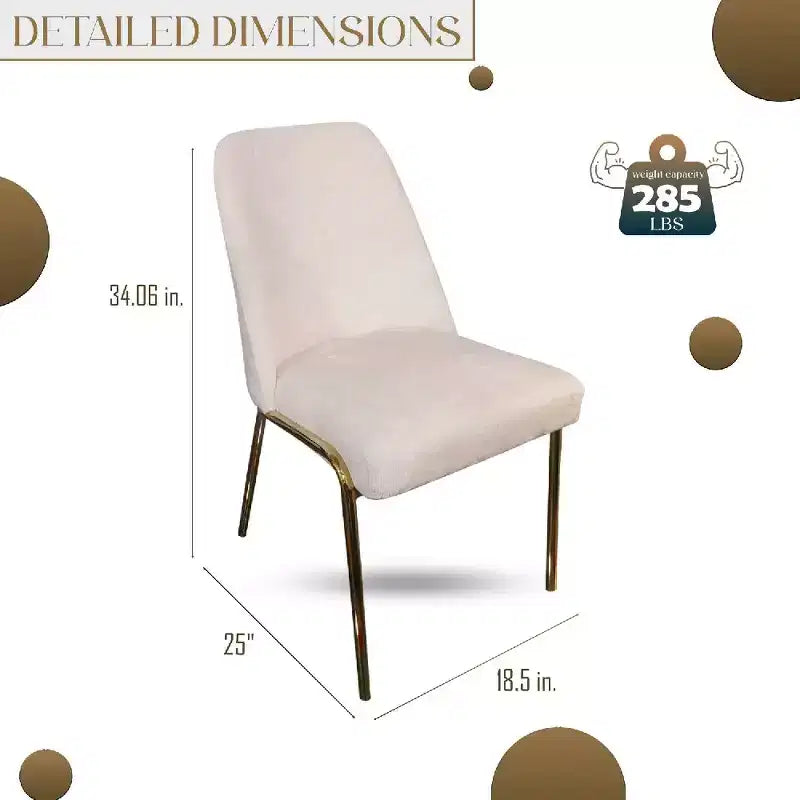 Sedia da pranzo LeisureMod Lumen, sedia da cucina moderna imbottita con gambe in acciaio color oro, sedia ergonomica per accento
