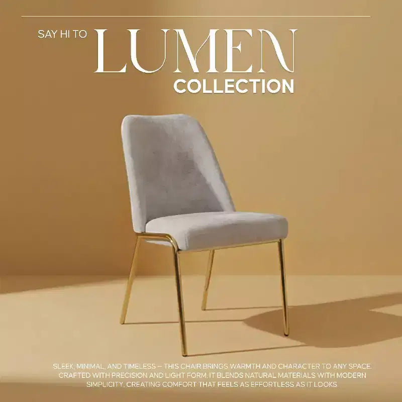 Sedia da pranzo LeisureMod Lumen, sedia da cucina moderna imbottita con gambe in acciaio color oro, sedia ergonomica per accento