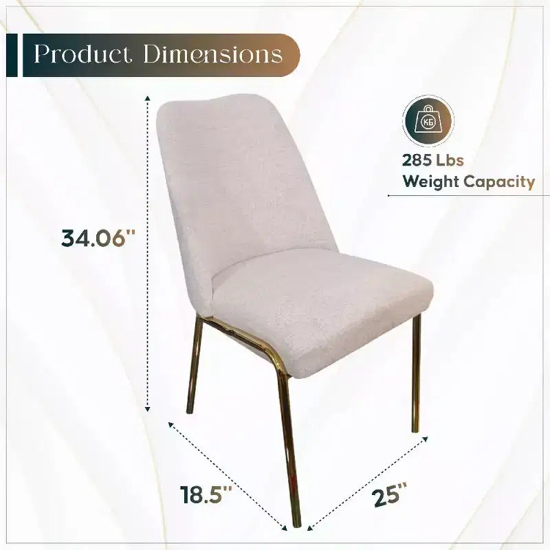 Sedia da pranzo LeisureMod Lumen, sedia da cucina moderna imbottita con gambe in acciaio color oro, sedia ergonomica per accento