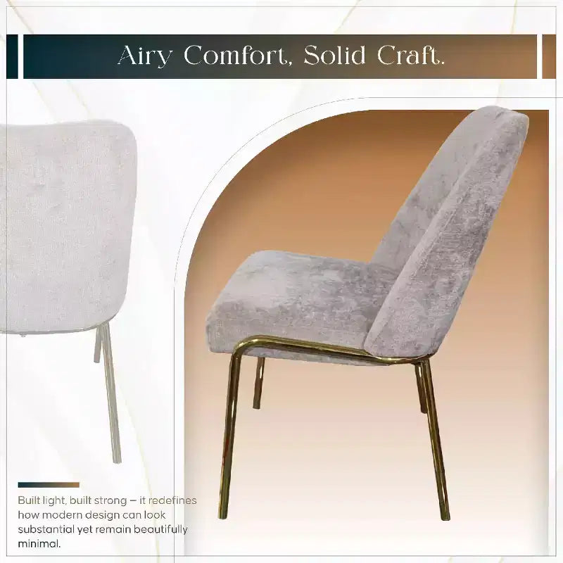 Sedia da pranzo LeisureMod Lumen, sedia da cucina moderna imbottita con gambe in acciaio color oro, sedia ergonomica per accento