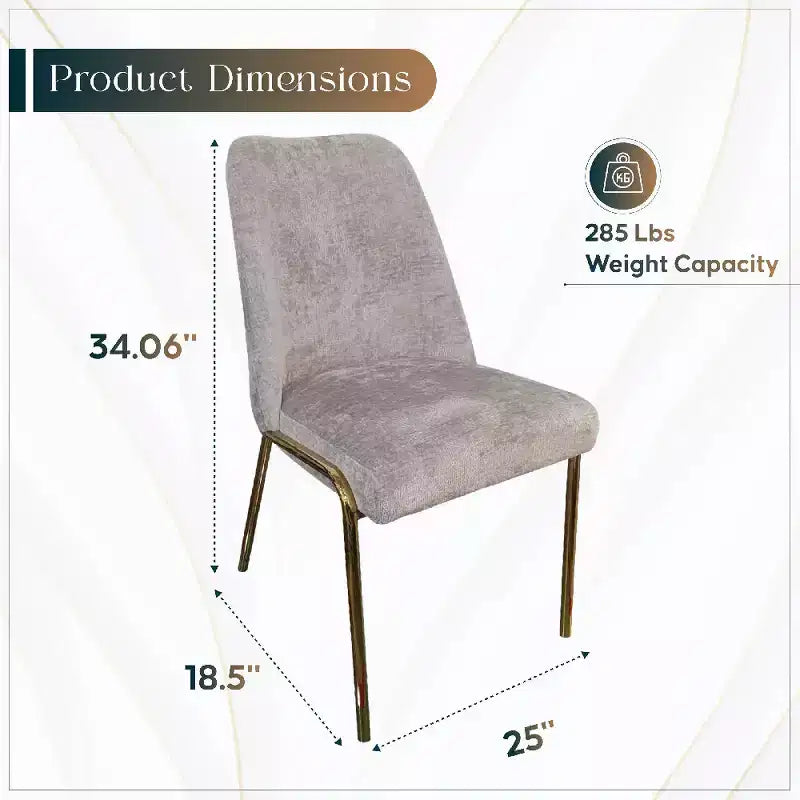 Sedia da pranzo LeisureMod Lumen, sedia da cucina moderna imbottita con gambe in acciaio color oro, sedia ergonomica per accento