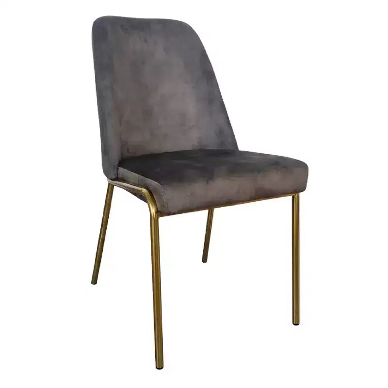 Sedia da pranzo LeisureMod Lumen, sedia da cucina moderna imbottita con gambe in acciaio color oro, sedia ergonomica per accento