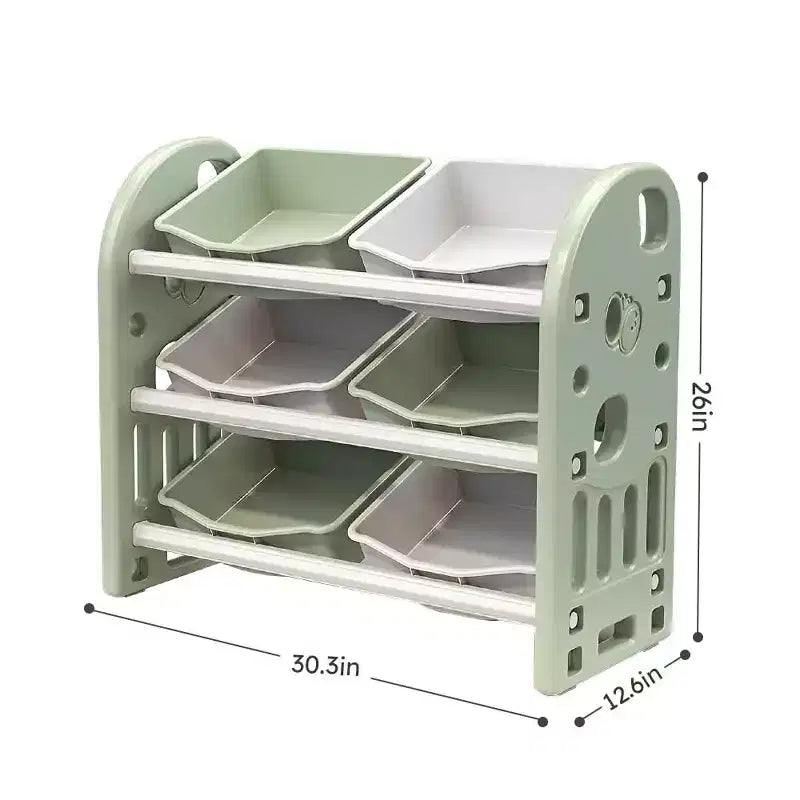MAYEERTY Organizer Giocattoli per Bambini, Scaffale Multifunzionale con 6 Cesti in HDPE, per Sala Giochi, Cameretta, Soggiorno, Rosa