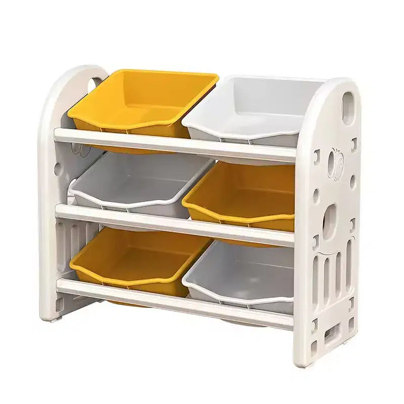 MAYEERTY Organizer Giocattoli per Bambini, Scaffale Multifunzionale con 6 Cesti in HDPE, per Sala Giochi, Cameretta, Soggiorno, Rosa