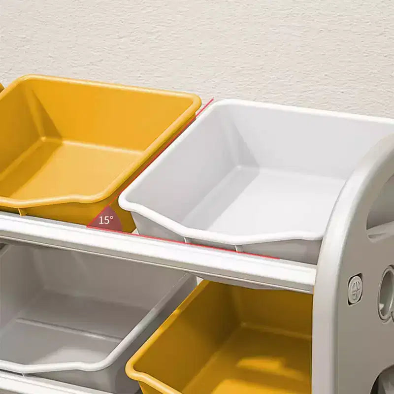 MAYEERTY Organizer Giocattoli per Bambini, Scaffale Multifunzionale con 6 Cesti in HDPE, per Sala Giochi, Cameretta, Soggiorno, Rosa