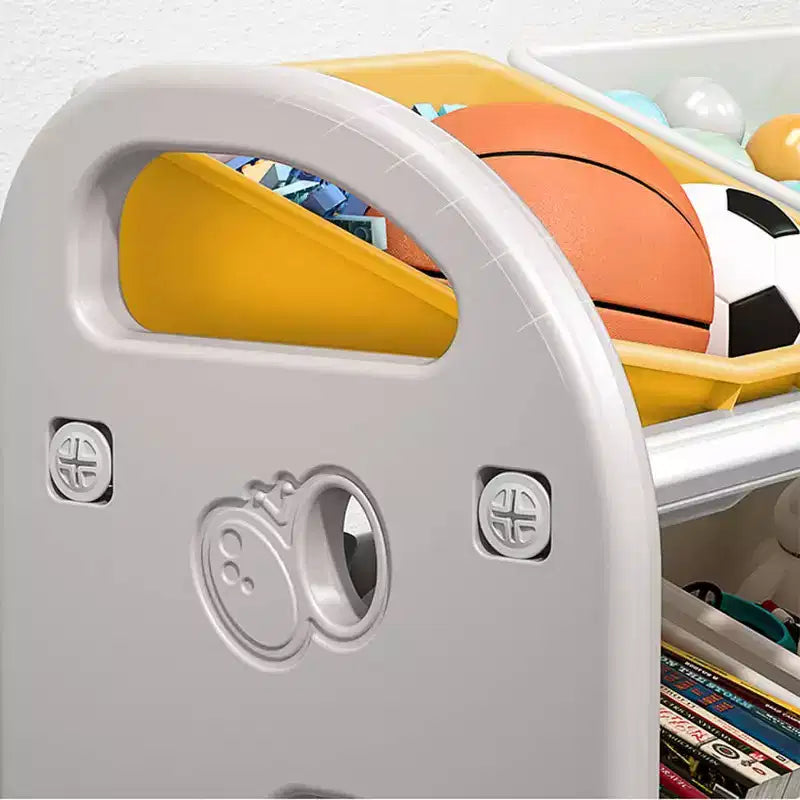 MAYEERTY Organizer Giocattoli per Bambini, Scaffale Multifunzionale con 6 Cesti in HDPE, per Sala Giochi, Cameretta, Soggiorno, Rosa