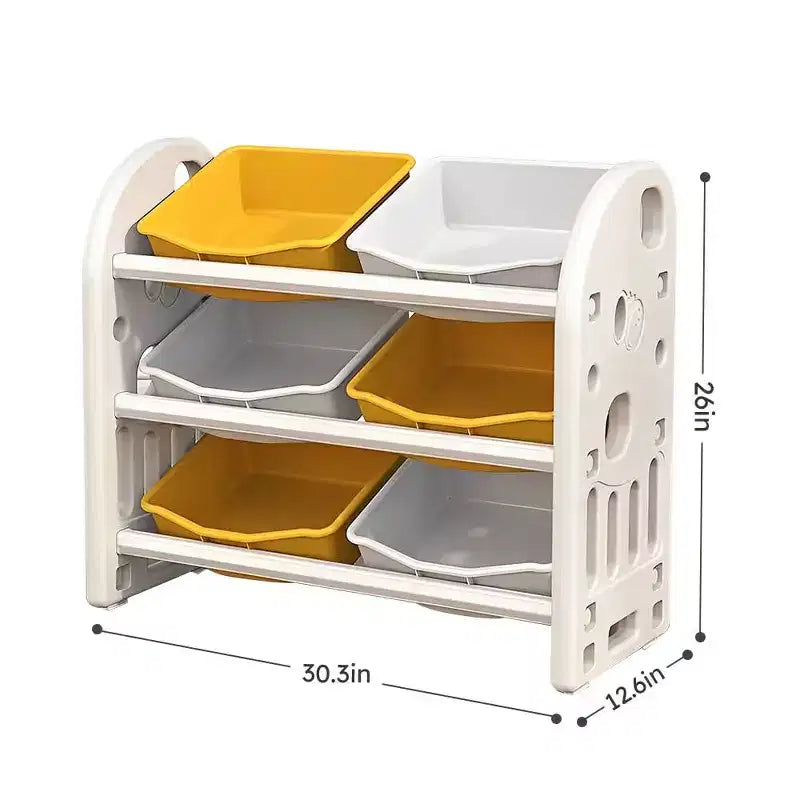 MAYEERTY Organizer Giocattoli per Bambini, Scaffale Multifunzionale con 6 Cesti in HDPE, per Sala Giochi, Cameretta, Soggiorno, Rosa