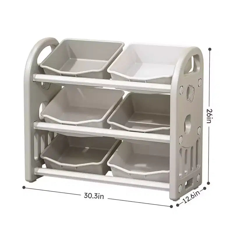 MAYEERTY Organizer Giocattoli per Bambini, Scaffale Multifunzionale con 6 Cesti in HDPE, per Sala Giochi, Cameretta, Soggiorno, Rosa