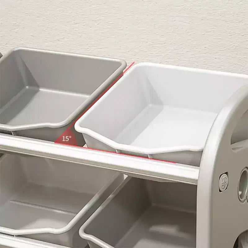 MAYEERTY Organizer Giocattoli per Bambini, Scaffale Multifunzionale con 6 Cesti in HDPE, per Sala Giochi, Cameretta, Soggiorno, Rosa