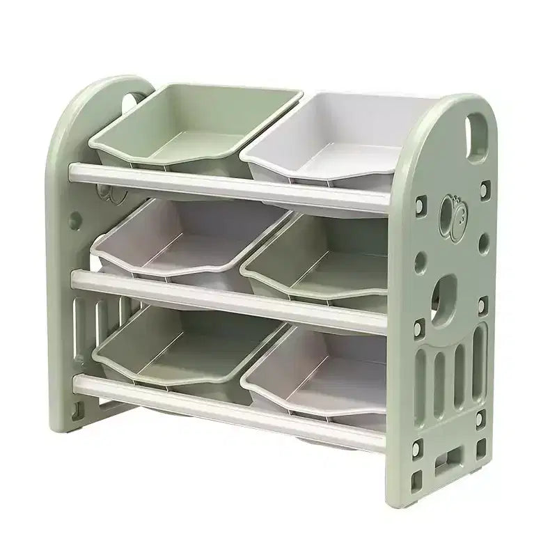 MAYEERTY Organizer Giocattoli per Bambini, Scaffale Multifunzionale con 6 Cesti in HDPE, per Sala Giochi, Cameretta, Soggiorno, Rosa