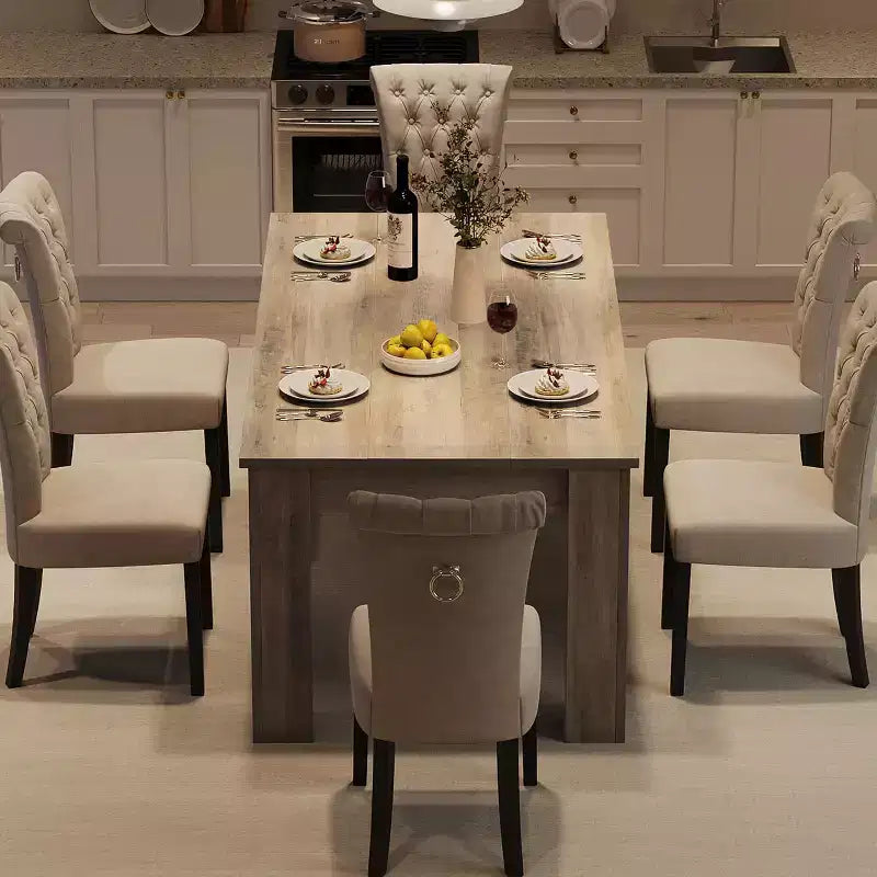 70 Inch Rustic Gray Farmhouse Dining Table for 6-8, Heavy Duty Rectangular Table with Thick Top and Strong Legs, Large Kitchen Table for Dining Room