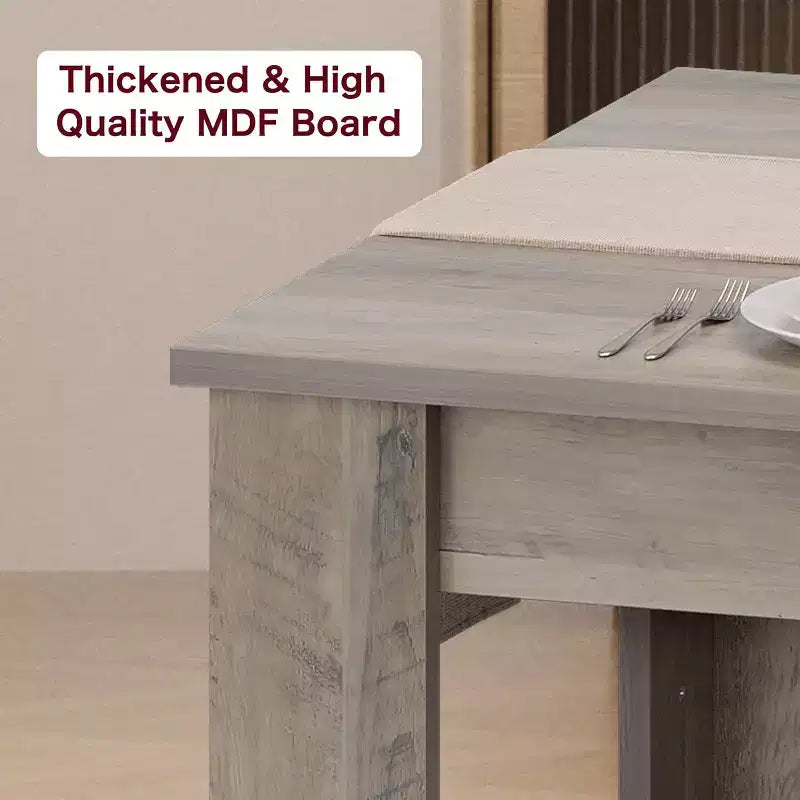 Tavolo da pranzo rustico grigio da 178 cm in stile rustico per 6-8 persone, tavolo rettangolare resistente con piano spesso e gambe robuste, grande tavolo da cucina per sala da pranzo