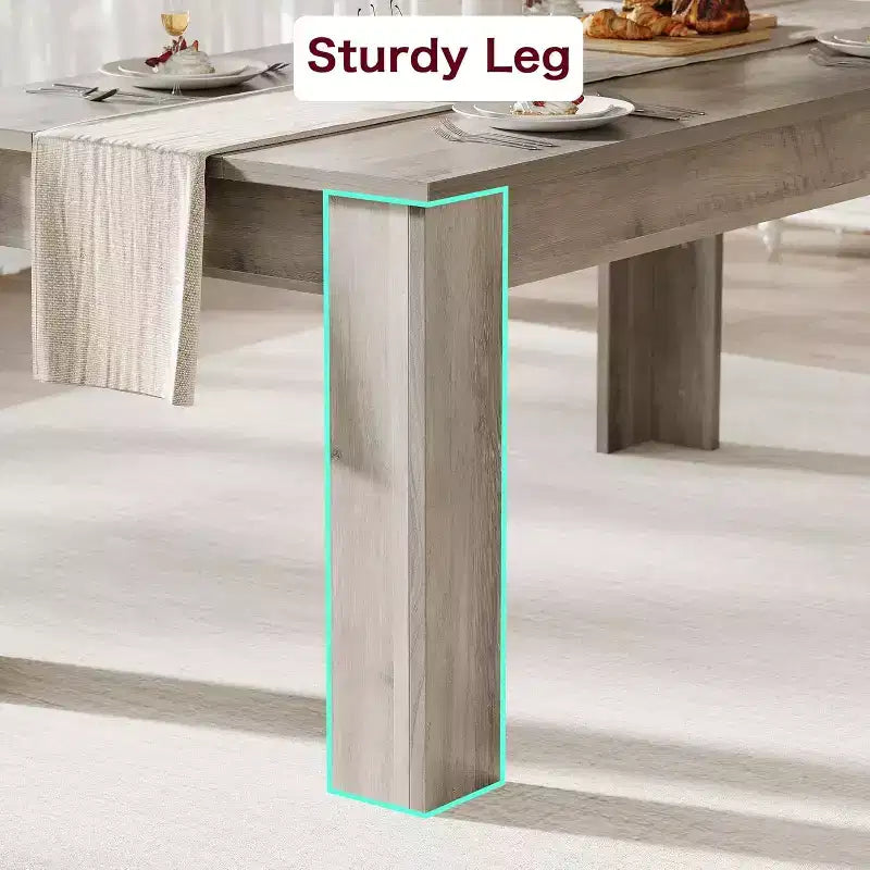 Tavolo da pranzo rustico grigio da 178 cm in stile rustico per 6-8 persone, tavolo rettangolare resistente con piano spesso e gambe robuste, grande tavolo da cucina per sala da pranzo