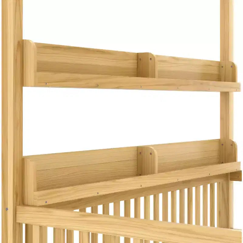 Struttura letto a baldacchino Montessori doppia/matrimoniale con mensole integrate e spondine di sicurezza - ModernLuxe