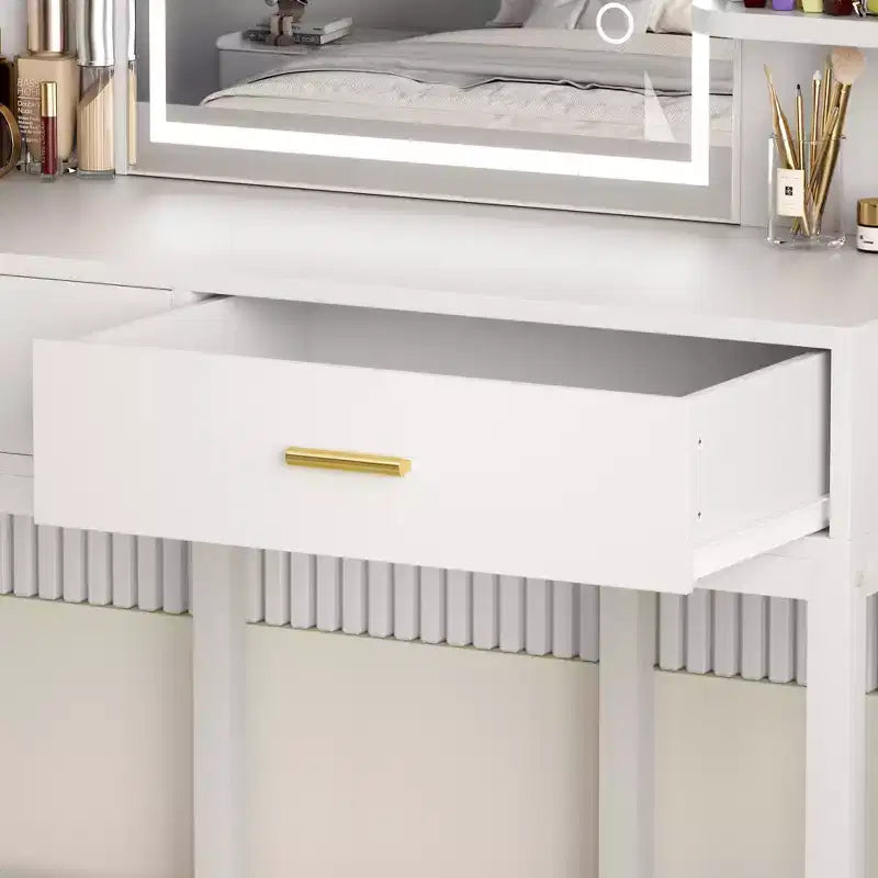 Toeletta Trucco con Specchio e Luci, Tavolo da Trucco con Cassetti