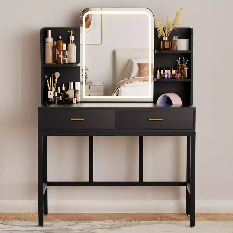 Toeletta Trucco con Specchio e Luci, Tavolo da Trucco con Cassetti