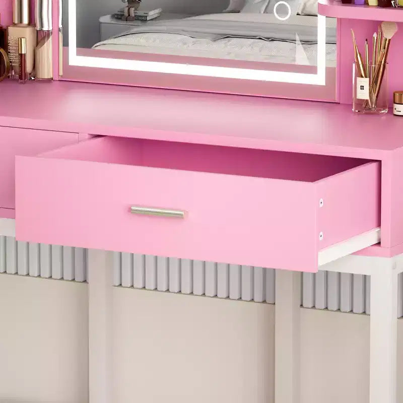 Toeletta Trucco con Specchio e Luci, Tavolo da Trucco con Cassetti