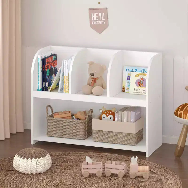 MAYEERTY Libreria con 4 Scomparti, Scaffale per Libri, Mobile Contenitore Espositore per Giocattoli per Cameretta e Sala Giochi Bianco