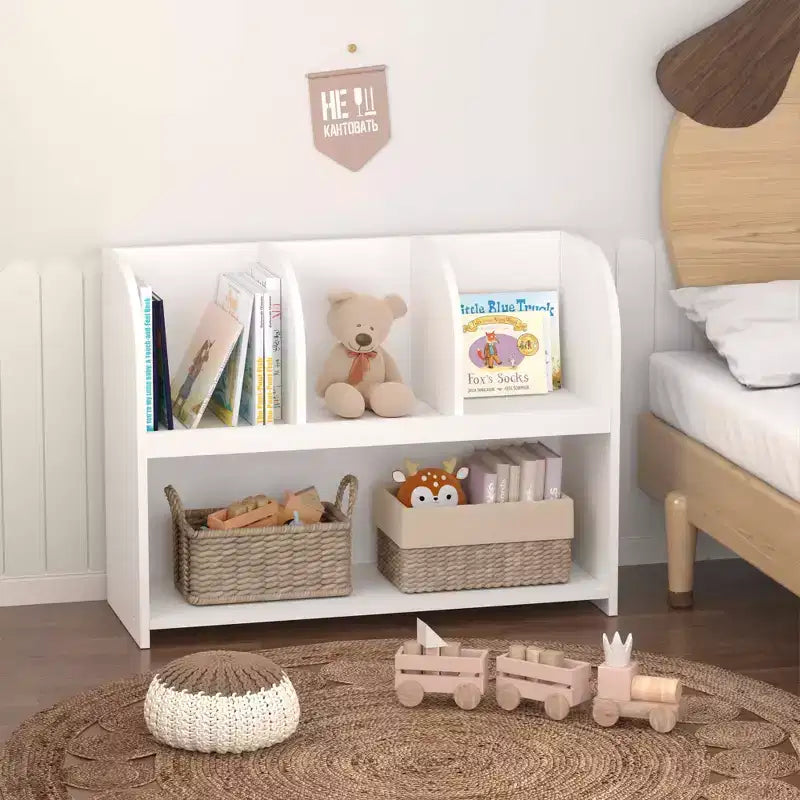 MAYEERTY Libreria con 4 Scomparti, Scaffale per Libri, Mobile Contenitore Espositore per Giocattoli per Cameretta e Sala Giochi Bianco