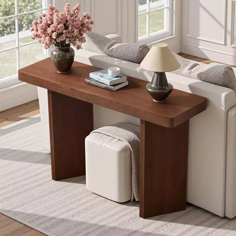 Bekrvio 50 Tavolo Consolle Stretto, Tavolino da Ingresso e Divano Sottile con Piano in Vero Legno, Consolle Moderna Robusta e Spessa per Corridoio